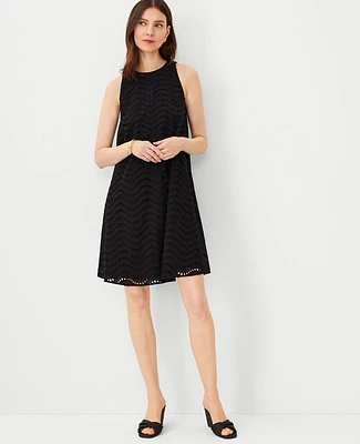 Ann Taylor Petite Cotton Eyelet Halter Dress Size 00 Black Women's
