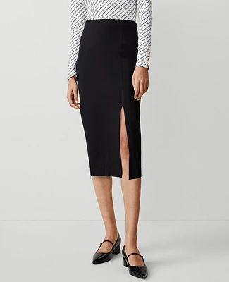 Ann Taylor Petite Ponte Pull-On Slit Pencil Skirt Women's
