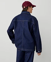 Ann Taylor Petite Weekend Collection Denim Carpenter Jacket Classic Rinse Wash Women's