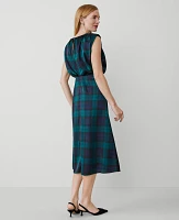 Ann Taylor Tartan Cap Sleeve Midi Dress Size 0 Rainforest Women's