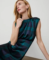 Ann Taylor Tartan Cap Sleeve Midi Dress Size 0 Rainforest Women's