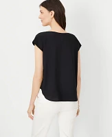 Ann Taylor Tall Boatneck Top Black Women's