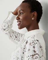 Ann Taylor Petite Lace Shirt Size 2XS White Women's