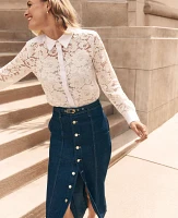 Ann Taylor Petite Lace Shirt Size 2XS White Women's