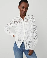 Ann Taylor Petite Lace Shirt Size 2XS White Women's