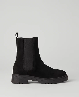 Ann Taylor Chelsea Flat Suede Bootie Black Women's