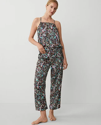 Ann Taylor Paisley Tank Top And Pant Set Size XS Black Women's