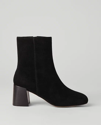 Ann Taylor Flare Heel Suede Bootie Black Women's