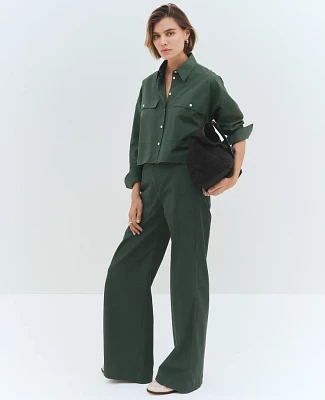 Ann Taylor Petite Weekend Collection Wide-Leg Pant Size 00 Dried Cilantro Women's