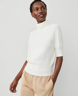 Ann Taylor Puff Sleeve Sweater Size 2XS Winter White Women's