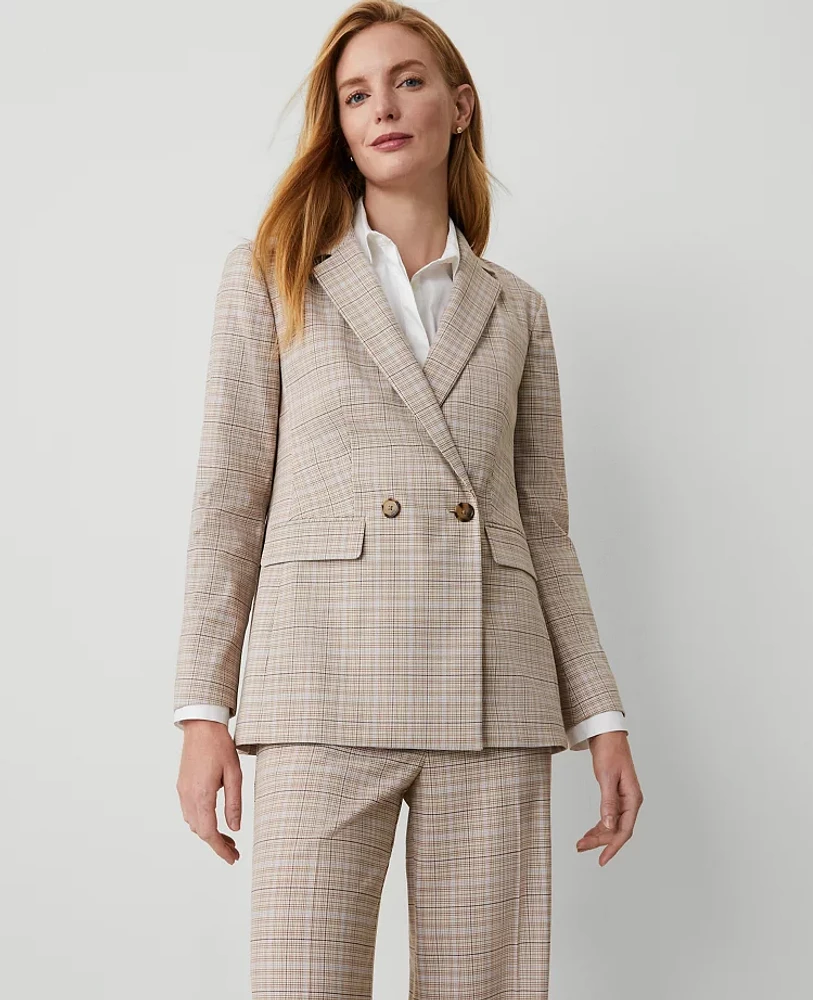 Ann Taylor The Petite Crosby Blazer in Plaid Size 4 Purple Lilac Women's