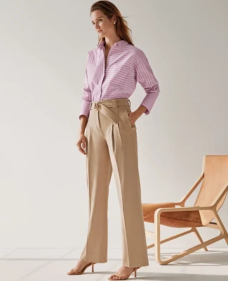 Ann Taylor The Belted Straight-Leg Pant Size 12 Cafe Au Lait Women's
