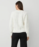 Ann Taylor Weekend Collection Cable Chunky Neck Sweater Winter White Women's