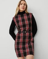Ann Taylor Petite Plaid Shift Dress Size 0 Black Women's