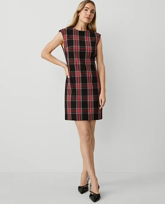 Ann Taylor Petite Plaid Shift Dress Size 0 Black Women's