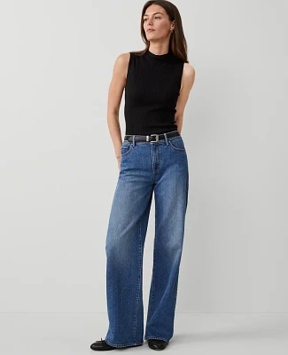 Ann Taylor The Wide Leg Jean Size 14 Original Medium Stone Wash Women's