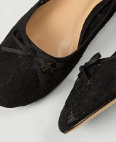 Ann Taylor Lace Ballet Flat 1/2 Black Women's