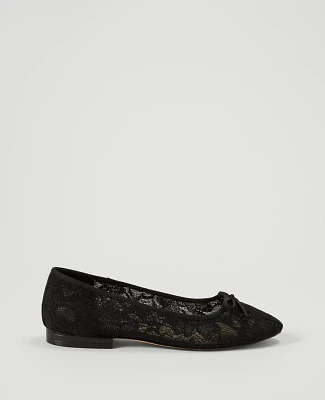 Ann Taylor Lace Ballet Flat 1/2 Black Women's