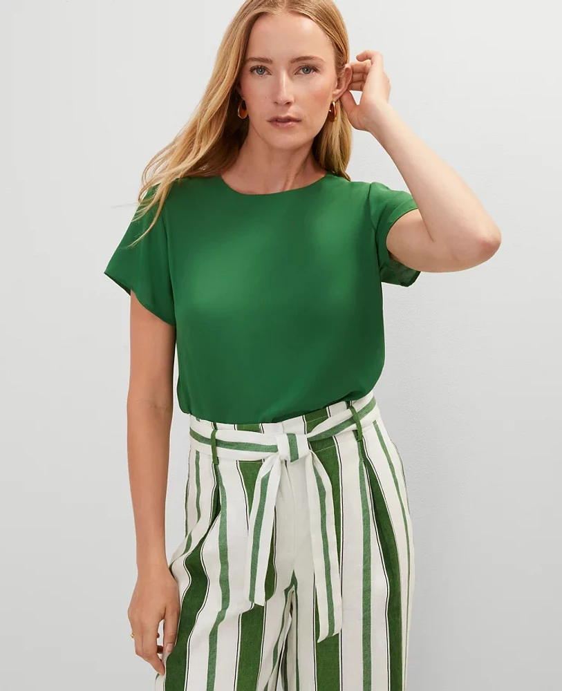 Ann Taylor Mixed Media Crew Neck T-Shirt Women's