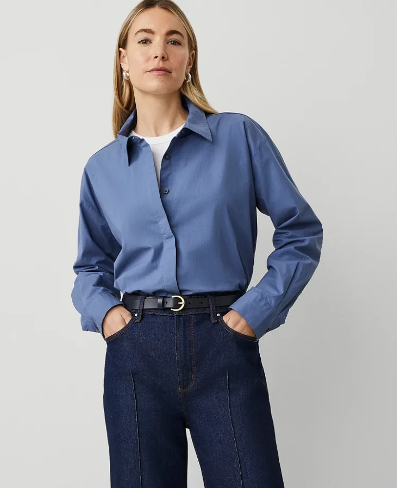 Ann Taylor Button Down Shirt Size XS Precious Sapphire Women's