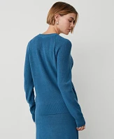 Ann Taylor Weekend Collection Wedge Ribbed Sweater Balmy Blue Women's