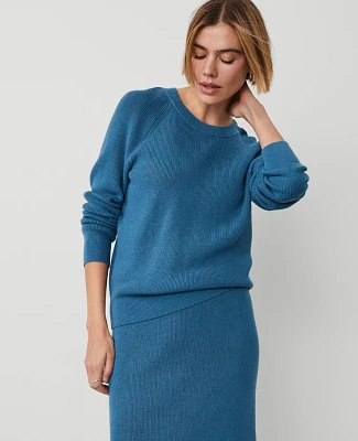 Ann Taylor Weekend Collection Wedge Ribbed Sweater Balmy Blue Women's