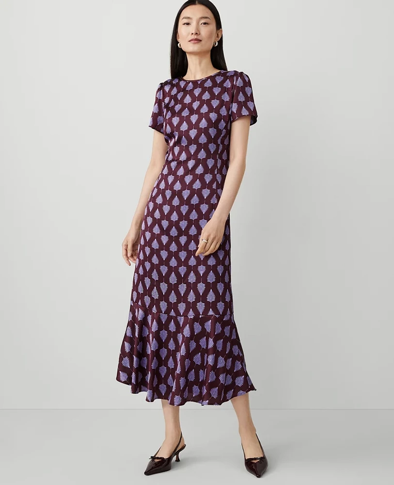 Ann Taylor Petite Fern Flounce Shift Dress Size 00 Mauve Rose Women's