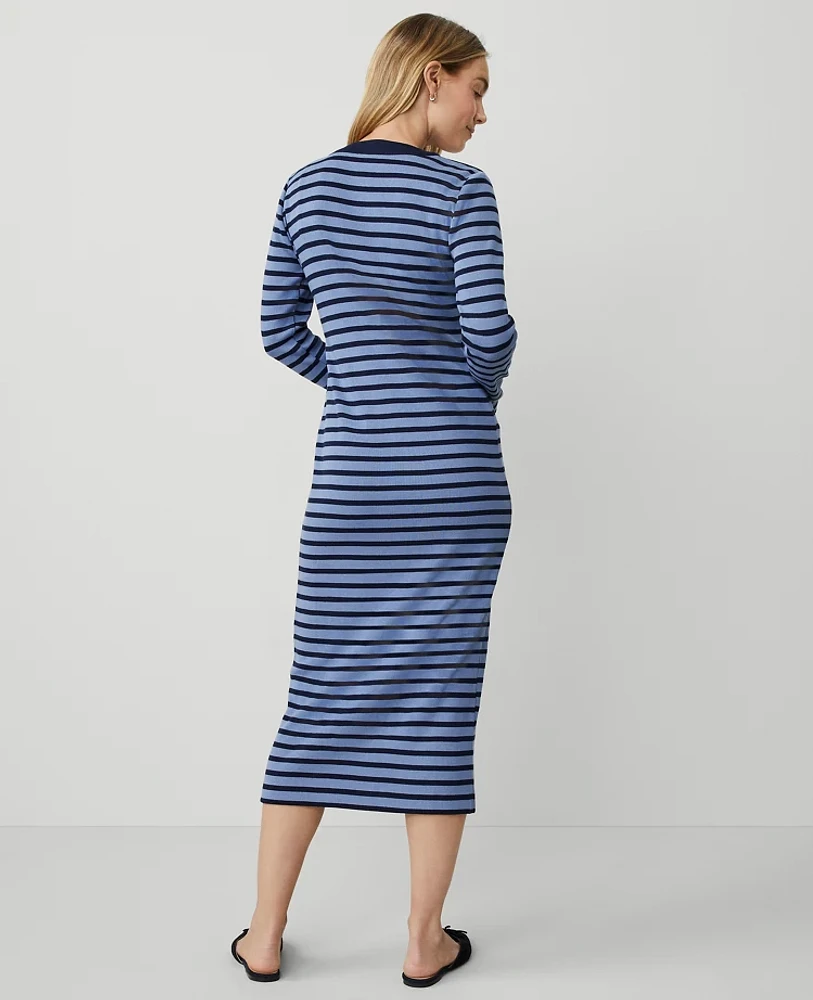Ann Taylor Petite Weekend Collection Stripe Column Midi Dress Whimsical Peri Women's