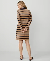 Ann Taylor Petite Stripe Mock Neck Shift Dress Size Large Warm Sand Heather Women's