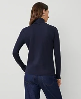 Ann Taylor Petite Weekend Collection Turtleneck Top Size 2XS Night Sky Women's