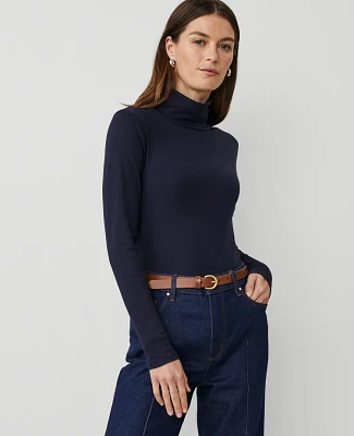Ann Taylor Petite Weekend Collection Turtleneck Top Size 2XS Night Sky Women's