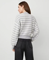 Ann Taylor Petite Striped Drop Shoulder Cardigan Size XL Grey/White Combo Women's