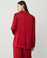 Ann Taylor The Longline Blazer in Satin Size 0 Gingham Red Women's