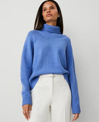 Ann Taylor Fold Over Turtleneck Sweater Size Medium Dark Periwinkle Women's
