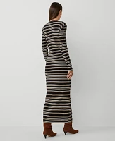 Ann Taylor Petite Weekend Collection Long Crew Neck Knit Dress Black/Neutral Combo Women's