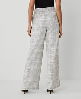 Ann Taylor The Belted Pleated Wide-Leg Pant Plaid Ivory Multi Women's