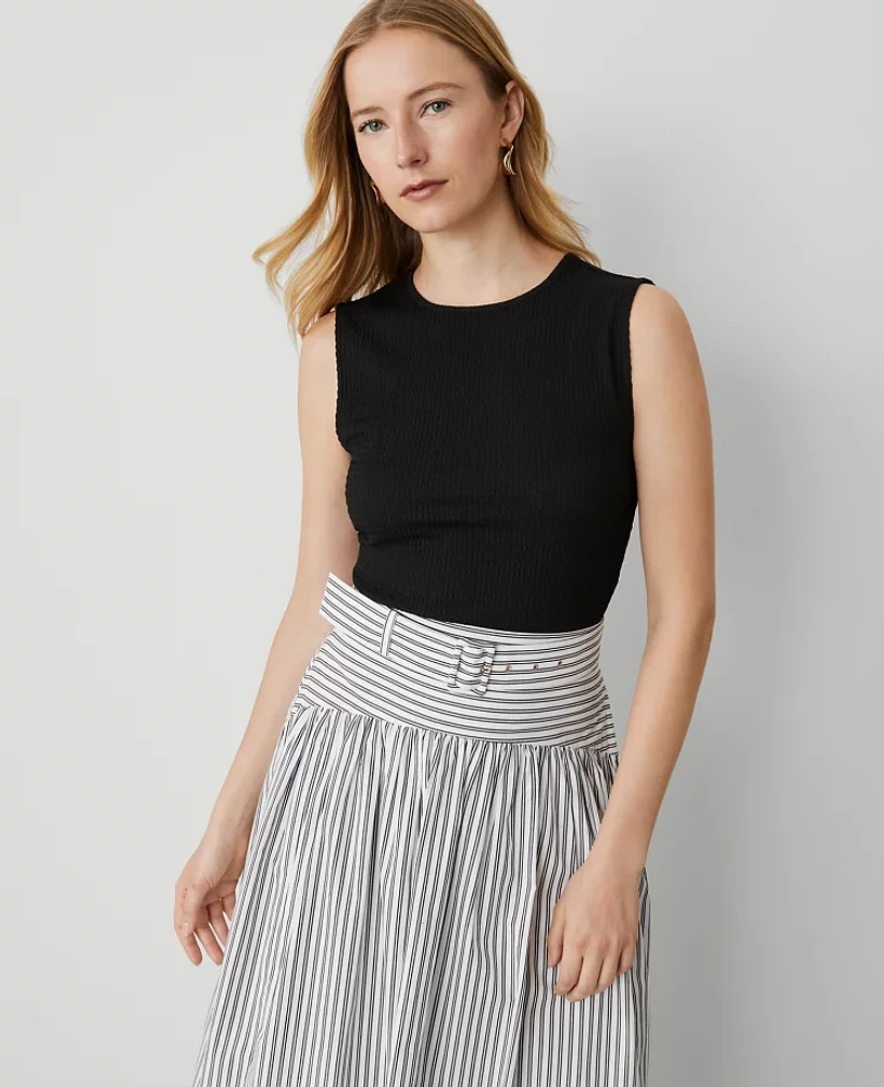 Ann Taylor Smocked Shell Top Size XS Black Women's