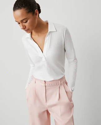 Ann Taylor Weekend Collection Polo Popover Top Size 2XL White Women's