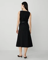 Ann Taylor Ponte Sleeveless Midi Dress Size 0 Black Women's