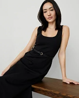 Ann Taylor Ponte Sleeveless Midi Dress Size 0 Black Women's