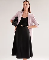 Ann Taylor Ponte Sleeveless Midi Dress Size 0 Black Women's
