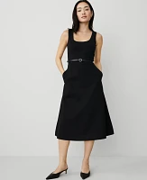 Ann Taylor Ponte Sleeveless Midi Dress Size 0 Black Women's