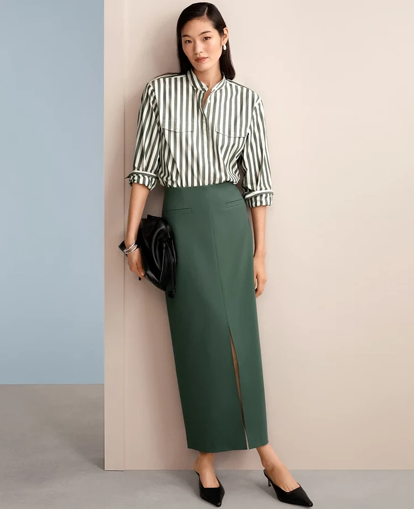 Ann Taylor Ponte Pocket Maxi Skirt Size XS Dried Cilantro Women's