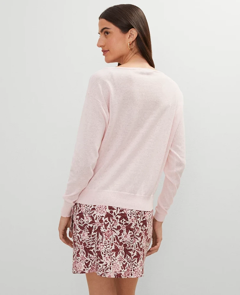Ann Taylor Weekend Collection Linen Blend V-Neck Sweater Women's