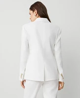Ann Taylor The One-Button Blazer Herringbone Linen Blend White Women's