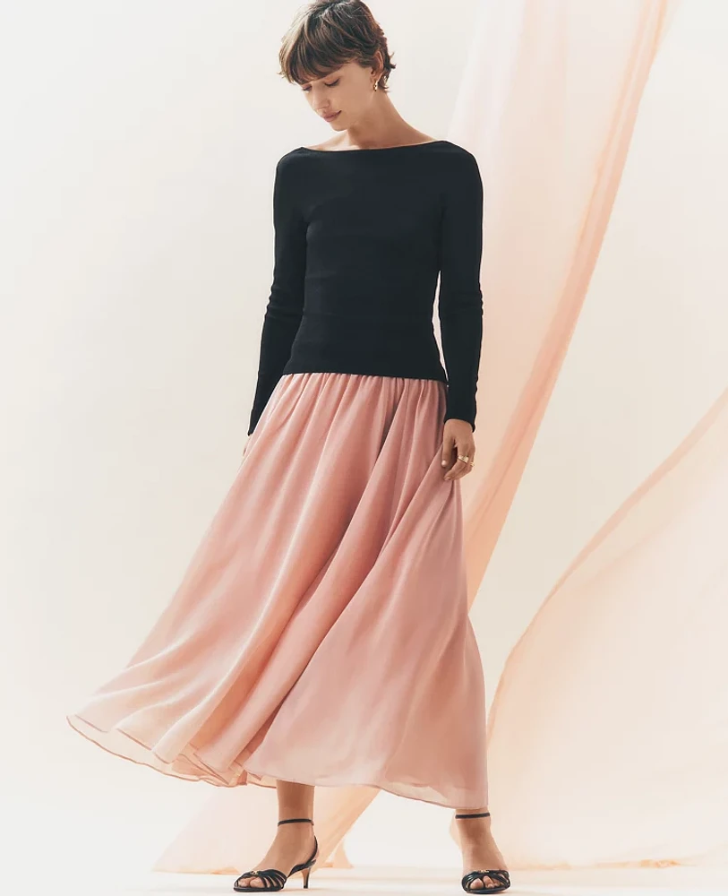 Ann Taylor Studio Collection Silk Ballerina Skirt Size 18 Natural Rose Women's