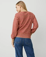 Ann Taylor Petite Weekend Collection Turtleneck Stripe Drop Shoulder Sweater Iconic Red Women's