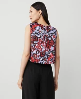Ann Taylor Petite Paisley Tank Top Size XS Iconic Red Women's