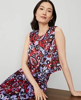 Ann Taylor Petite Paisley Tank Top Size XS Iconic Red Women's