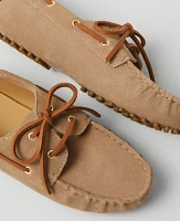 Ann Taylor Weekend Collection Suede Boat Shoes Cappuccino Tan Women's